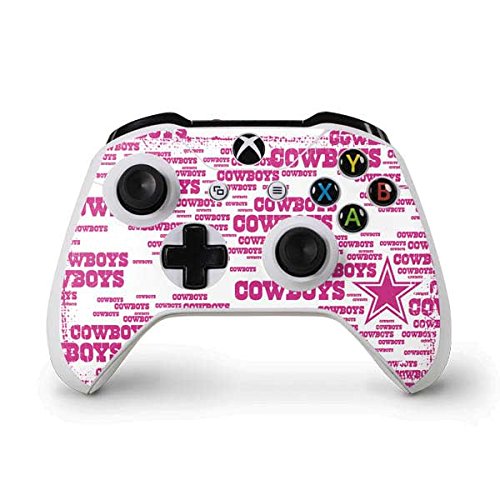 Skinit Decal Gaming Skin Compatible with Xbox One S Controller - Officially Licensed NFL Dallas Cowboys Pink Blast Design