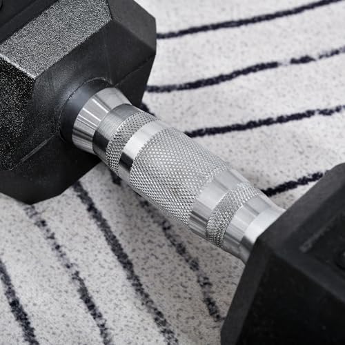 Homcom Rubber Dumbbell Sports Hex Weights Sets Home Gym Fitness Hexagonal Dumbbells Kit Weight Lifting Exercise (2 X 10Kg) Black - 8
