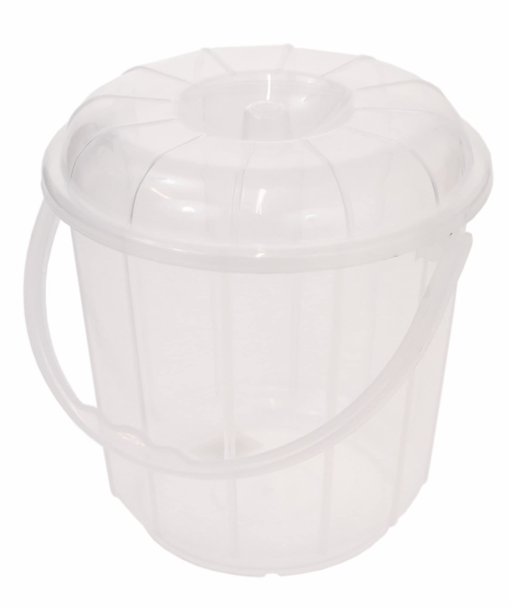 5 Litre Clear Plastic Reusable Bucket Bin with Lid