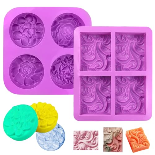 2 Stück Silikon Seifenformen, DIY Seifen Silikonform Gießformen Wiederverwendbar Seifengießform Seifen Formen für DIY Seife Kuchen Backen Pudding Schokolade