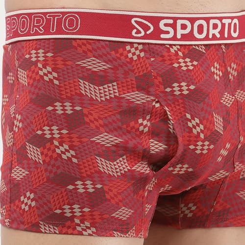 Image of sporto Macho Men's Cotton Spandex Trunk | Premium Single Jersey Fabric | Branded Outer Elastic Waistband | Double-Layer Contour Pouch | Breathable Innerwear
