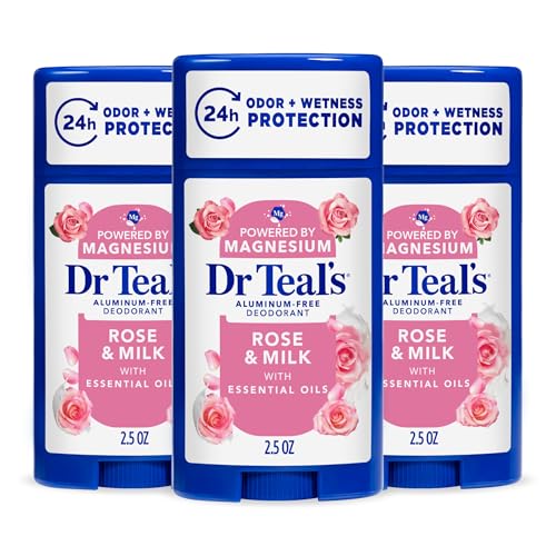 Dr Teal's Aluminum-Free Deodorant, Rose & Milk with Essential Oils, 2.5 oz (Pack of 3) - image 1
