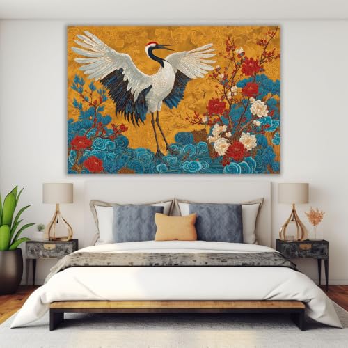 Tableau oiseaux rouges grue poster grand format sans cadre - 4