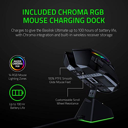 Razer-Basilisk-Ultimate-HyperSpeed-Wireless-Gaming-Mouse-w-Charging-Dock-20K-DPI-Optical-Sensor-Chroma-RGB-11-Programmable-Buttons-100-Hr-Battery-Classic-Black-Renewed