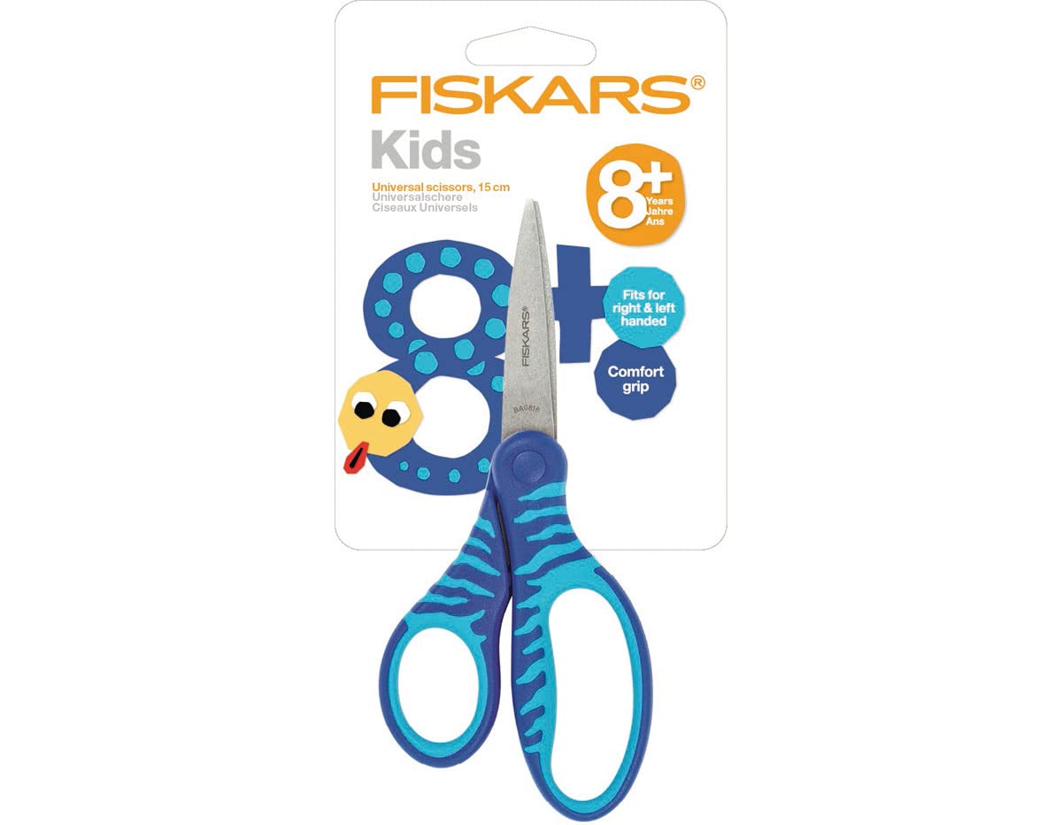 FISKARS Kinderschere "Fisch" Blau - Für Rechts- UND Linkshänder, 13cm Bastelschere