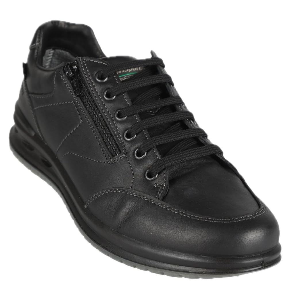 Grisport Mokassins aus Leder, wasserdichte Stiefel, herausnehmbare Einlegesohle und rutschfeste Gritex-Sohle, Schnürsenkel und Reißverschluss