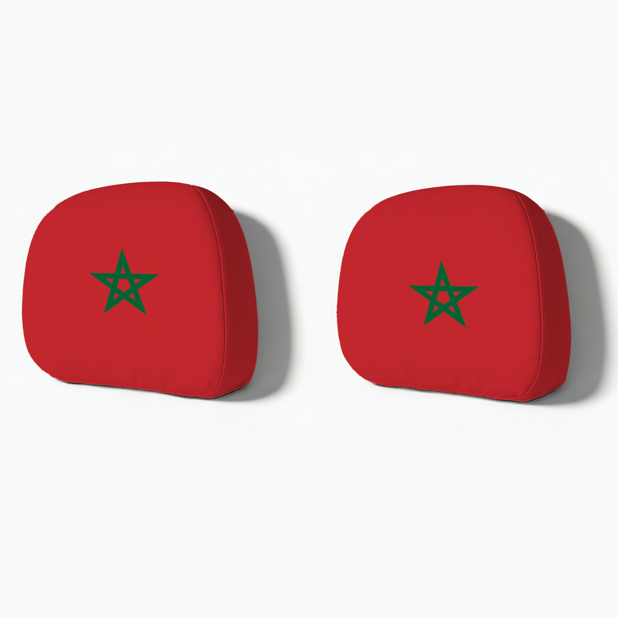 Yazvnto Normal Football Fan Car Headrest Cover Set For Morocco National Flag Design, Universal Auto Seat Headrest Protector Headrest Sle