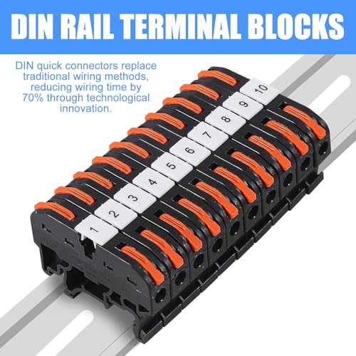 40 Stück Reihenklemmen Hutschiene, Hutschienen Klemmen Klemmleiste Kit mit Digitale Markierungsstreifen, Schiene Schraube Feste Basis Elektrische Anschlussblöcke 0,08-4mm² für Feste Kabel