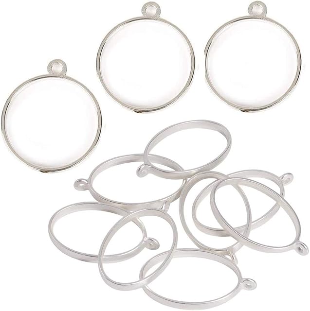 30 Pcs Round Open Back Bezel, Zinc Alloy Round Frame Pendant Charms for DIY Resin Jewelry Making 25mm