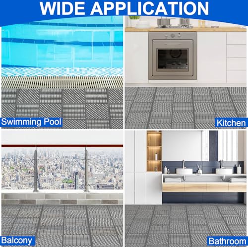 Tapis modulaire gris fonce au drainage rapide pour terrasse et balcon - 8