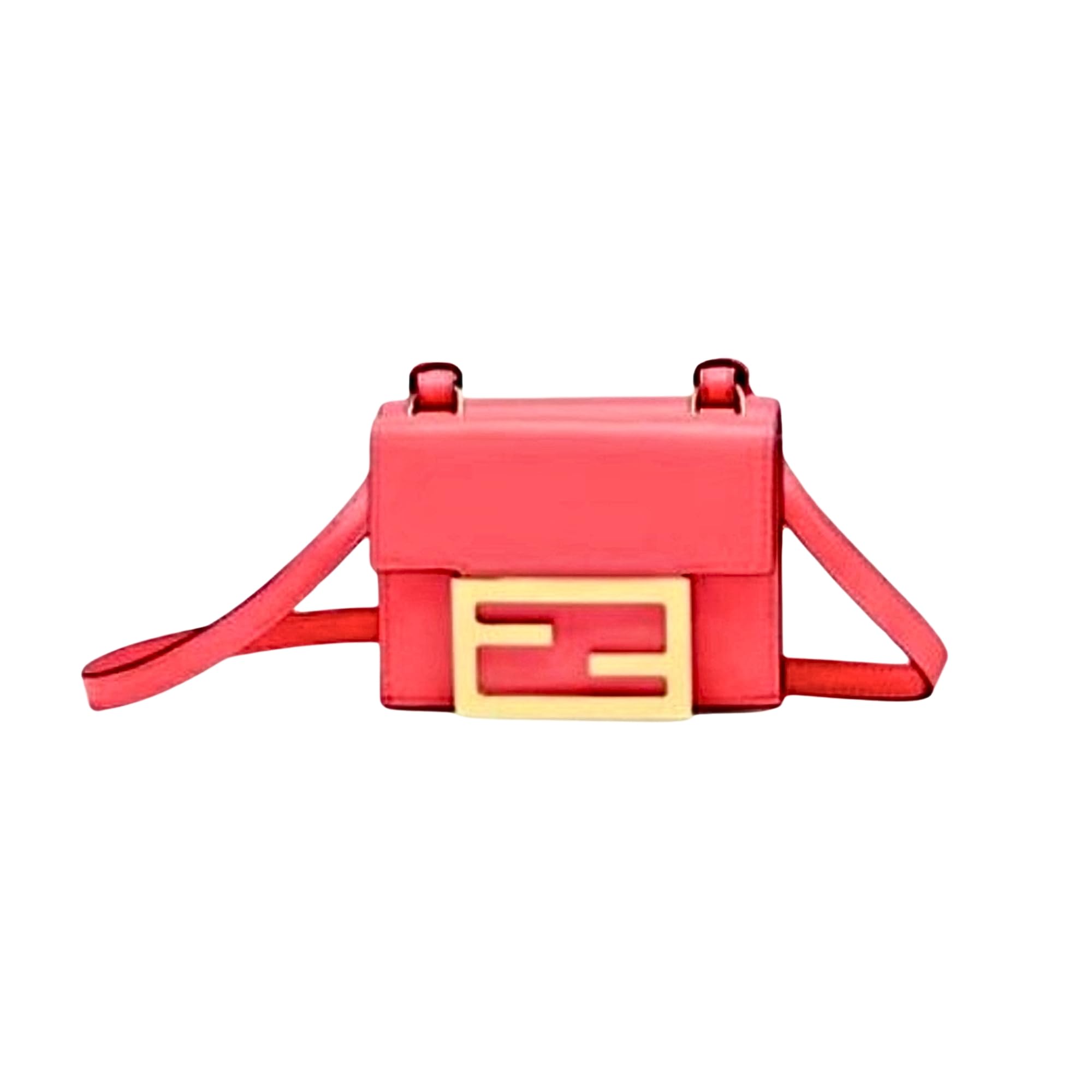 FENDI Micro Baguette - Cartera triple en bandolera de piel rosa Dalia, Rosado, Micro, Fendi Micro Baguette