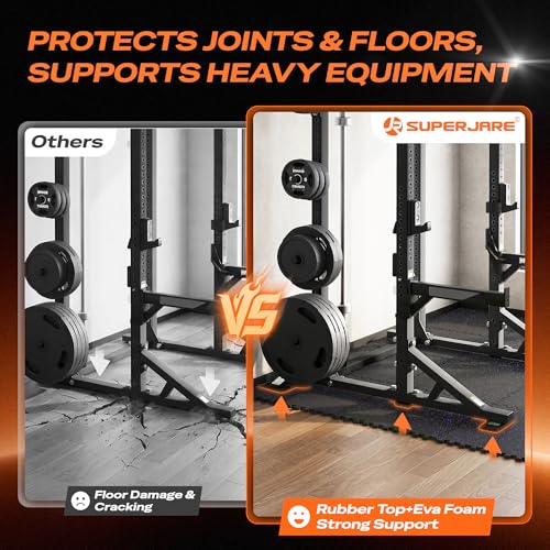 Image of SUPERJARE 0.56'' Thick 144 Sq Ft Rubber Top Gym Flooring for Home Gym