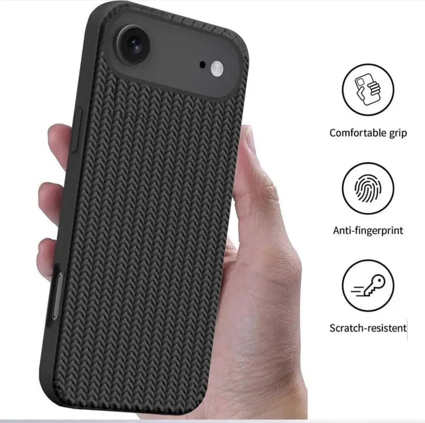 Image of Compatible with iPhone 17 Air | Premium Textured Microfiber Candy Protective Case | Shock-Absorbing Back Cover with Enhanced Camera Guard (Black)