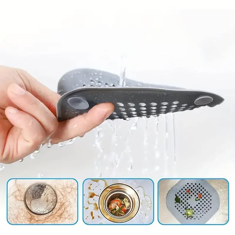 Filtro de cabello para desagüe de baño y cocina gris miniatura 3