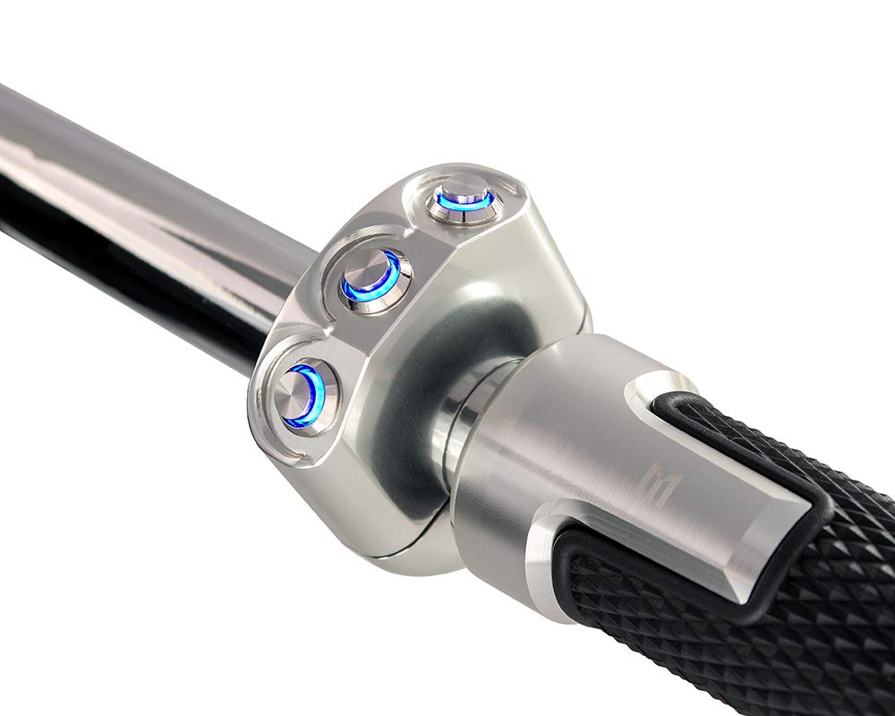 Pulsantiera per manubrio moto da 22 mm, in alluminio billet, 3 pulsanti