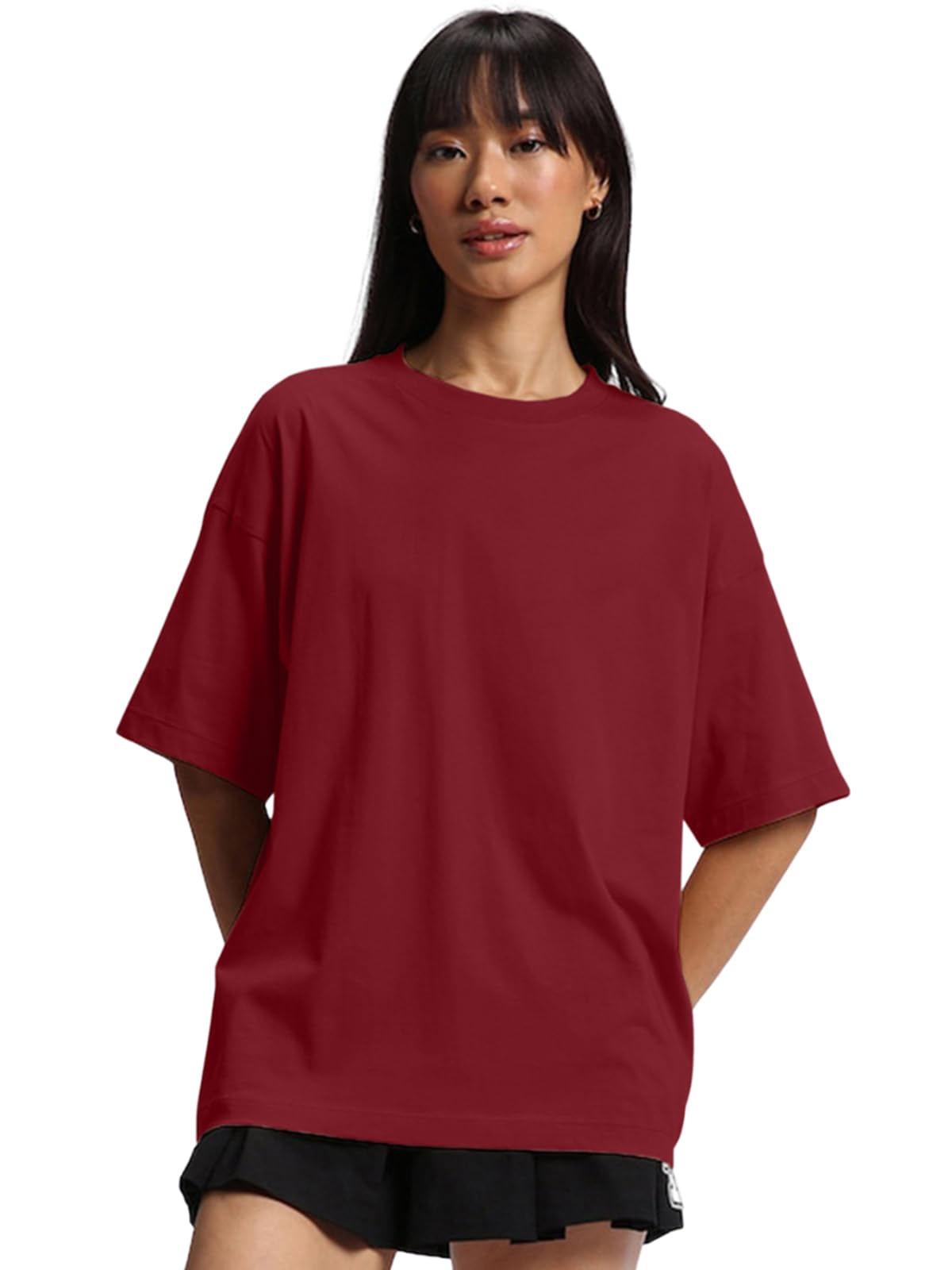 JUNEBERRY 3-pak damskich 100% czystej bawełny pół rękaw okrągły dekolt koszulki rozmiary S-XXL