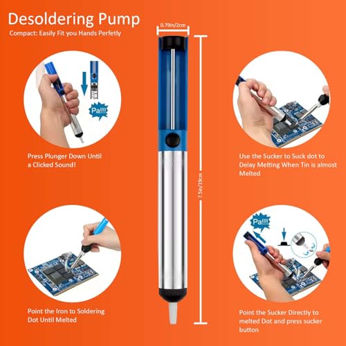 Electric Sodering Iron Kit set 110V 60W Adjustable Temperature Soldering Iron Digital Multimeter 5pcs Soldering Tips Solder Wire Stand, Desoldering Pump Tweezers Welding Tool Screwdriver wire stripper