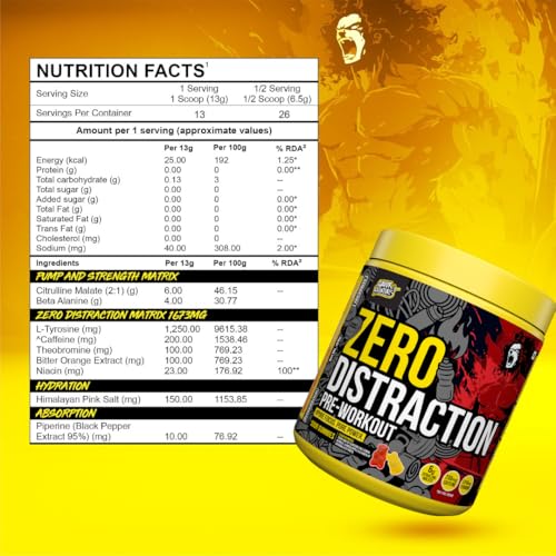 Image of Gayor Essentials Zero Distraction Pre Workout Powder | Laser Focus + Energy | 200mg Caffeine | 6g Citrulline Pump | No Creatine, No Crash (Sour Gummies,169g)