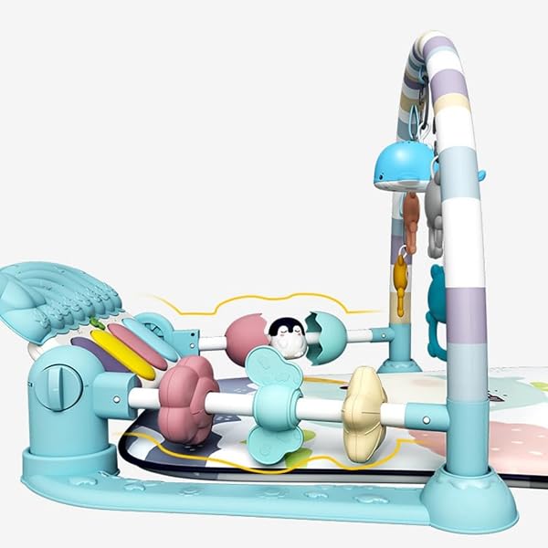 赤ちゃん用おもちゃ、ベビージム、プレイマット、新生児用おもちゃ、ピアノプレイスタンド、感覚教育玩具、屋内遊具/ベビージム/多機能歩行器/多機能プレイスタンド、赤ちゃんの感覚刺激、新生児ギフト、男の子と女の子に適した音楽アクティビティプレイマット。 (【基本バージョン】バッテリーモデル - ピンク) - 4