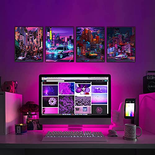 Japan Wall Art Tokyo City Posters,Japantokyostreet Racing Wall Art Prints,Japan Art Poster ,Japanese Wall Art Modern Urban Neon Posters,Tokyo Anime Wall Art Picture Gift,Aesthetic Canvas Poster, Set Of 4 (8"X10" Unframed) #TOP3