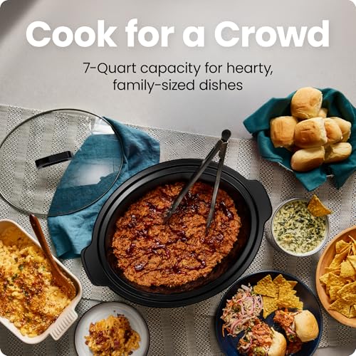 Chefman Slow Cooker 7 Quart, Large Family Size Programmable Digital Slow Cooker with 24-Hour Timer, Low, High & Warm Settings, Ceramic Crock, Tempered Glass Lid, Dishwasher-Safe, Stainless Steel - image 3