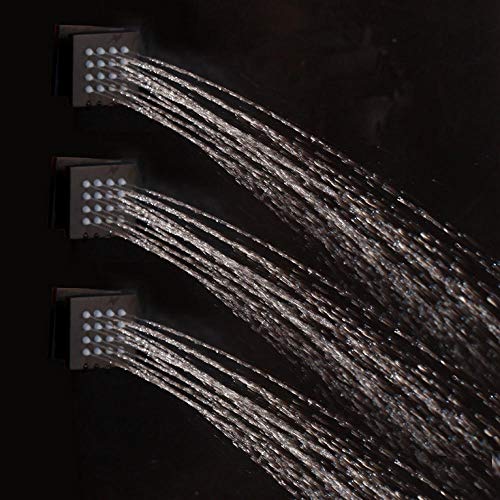 Columna de ducha de baño de 10 pulgadas negro con pantalla digital de temperatura y sistema de masaje corporal con jets miniatura 4