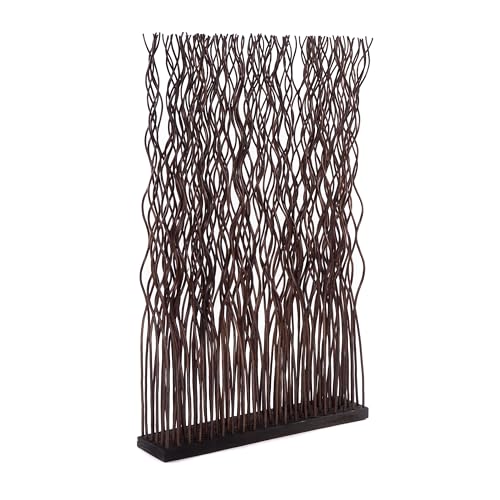 CREEDWOOD RAUMTEILER Kinki | 110x70x17cm(HxBxT), Weidenholz | Zweig Raumtrenner, Paravent, Deko Stellwand, Mobile Trennwand, Weiden Dekoelement, gewellter Sichtschutz | Farbe: braun
