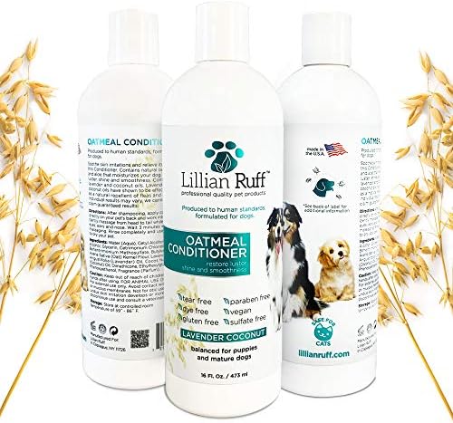 Lillian Ruff Dog Oatmeal Conditioner - Safe for Cats - Lavender Coconut Scent for Itchy Dry Skin with Aloe - Soothe Skin Irritation and Relieve itching