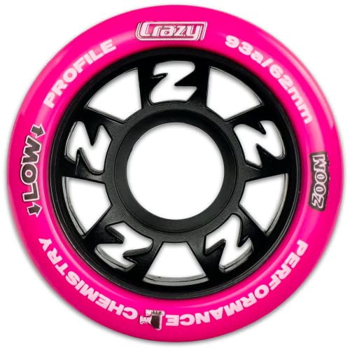 Crazy Skates Zoom Wheel Kit | Includes Low Profile 93A 62X42Mm Wheels, Jam Plugs And Laces | Customize Your Quad Roller Skates - Pink #TOP3