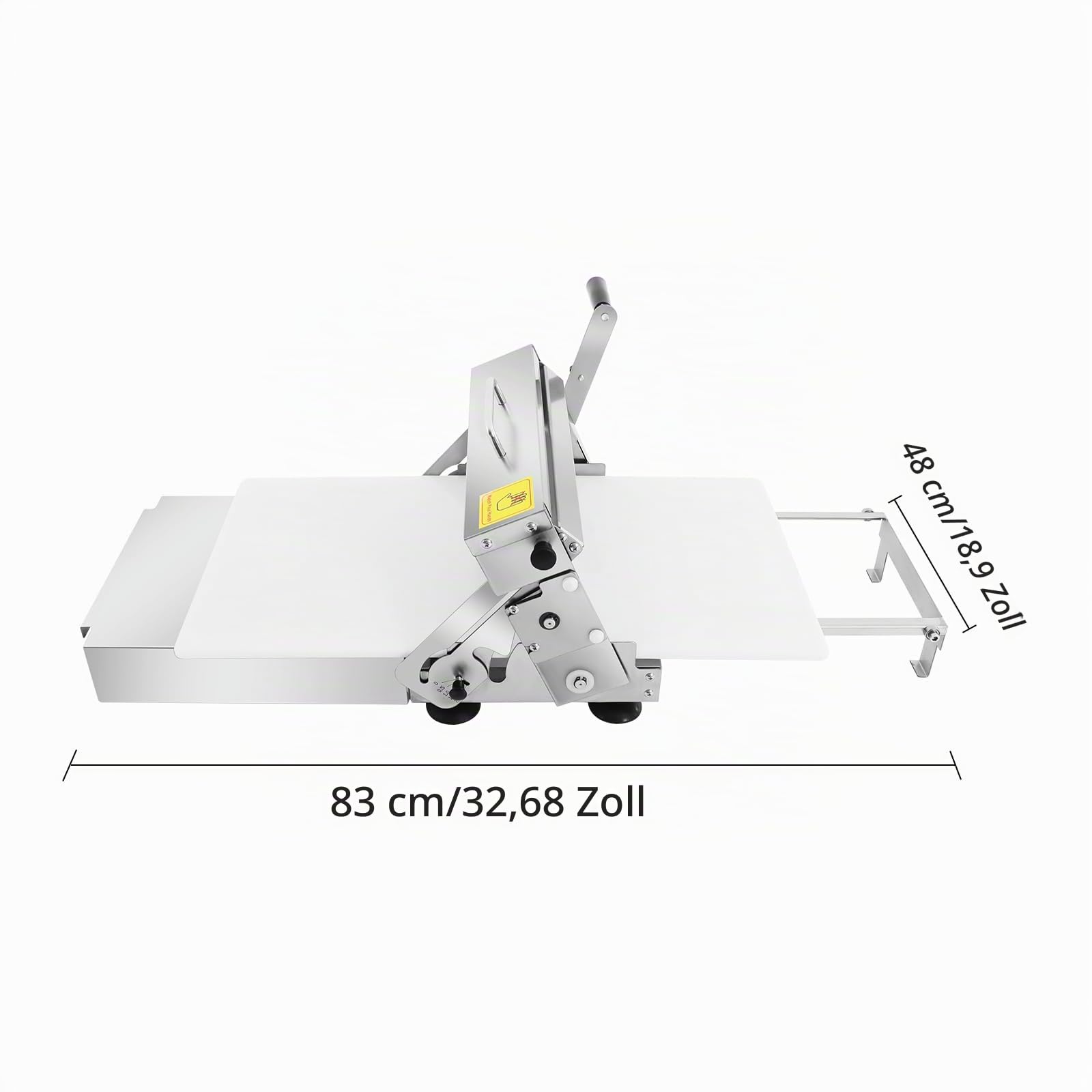 Teigausrollmaschine manuell Mit Einstellbarer Dicke Edelstahl Manuell Pizza Teigausroller Pizzateigroller Manuelle Teigstärke mit Stärkeeinstellung 0-25mm Edelstahl rutschfeste Füße
