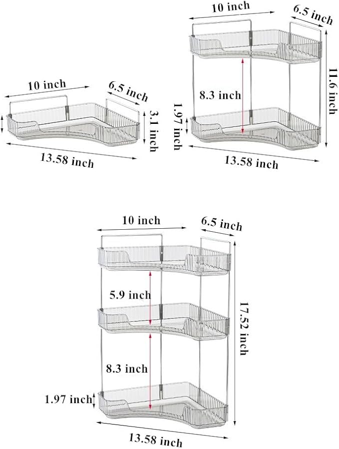 Organizador de Esquina para Baño CESTATIVO, 3 Niveles, Transparente miniatura 2