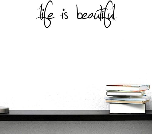 Miniatura 6 de BIBITIME Calcomanías de vinilo con frases inspiradoras Life is Beautiful, palabras en inglés, frases en inglés, decoración de arte para el hogar,