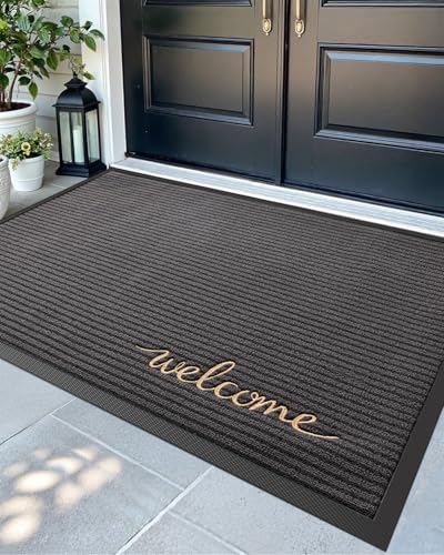 DEXI Front Door Mat Outside Entrance, 4x6 ft Rubber Entry