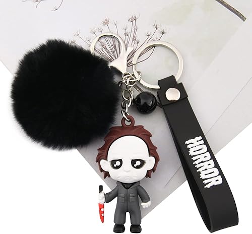 Miniatura 2 de Llavero de Halloween para mujeres y hombres, llavero de película de terror, campana pequeña para recuerdo de fiesta