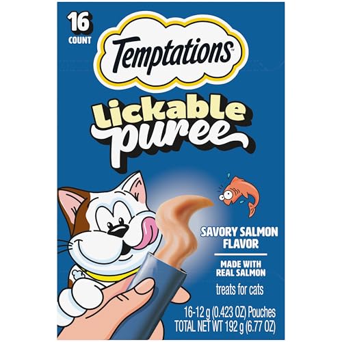 Temptations Creamy Puree Lickable Cat Treats, Salmon, 16 Count