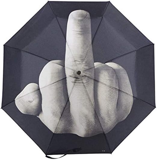Guiguiyue Automatic Folding Umbrella,Middle Finger Windproof Rain Umbrellas with 8