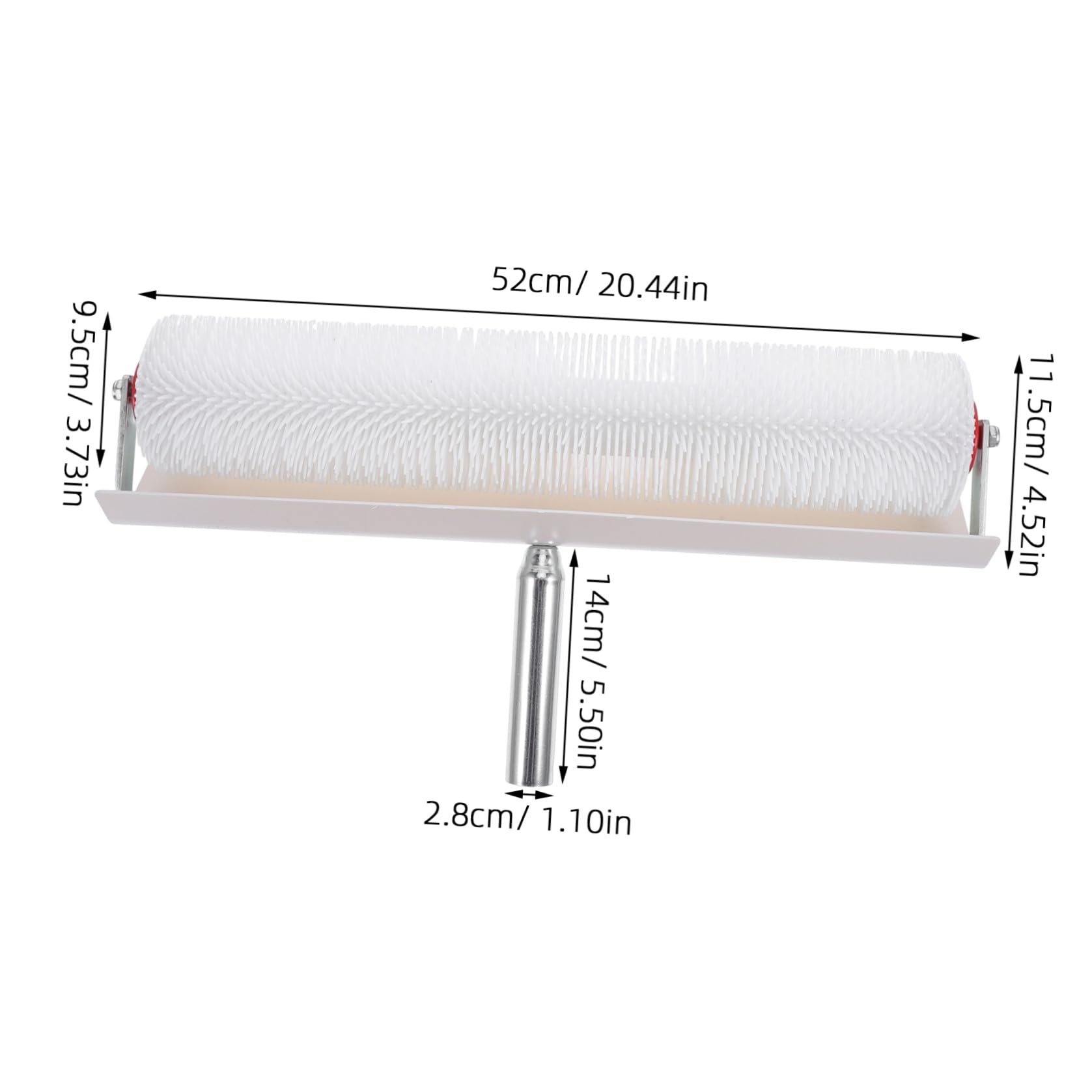 Rodillo de Suelo con Púas de 50cm, Mango Compacto y Protector | Dientes de 28mm, Espaciado Uniforme y Pp Hierro, para Hormigón Epoxi en Garajes
