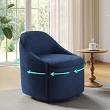 LINSY Swivel Accent Chair with Storage Comfy Chenille Barrel Chairs, Small 360 Swivel Modern Armchair for Living Room Bedroom, Boucle Reading Chair for Study Room (Blue)