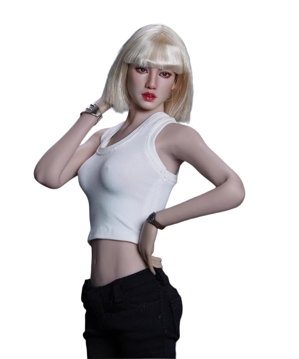 1/6 Scale Asian Girl Suntan Skin Head Sculpt Carved for 12inch Female PH TBL JO Action Figure Body Collection (K)