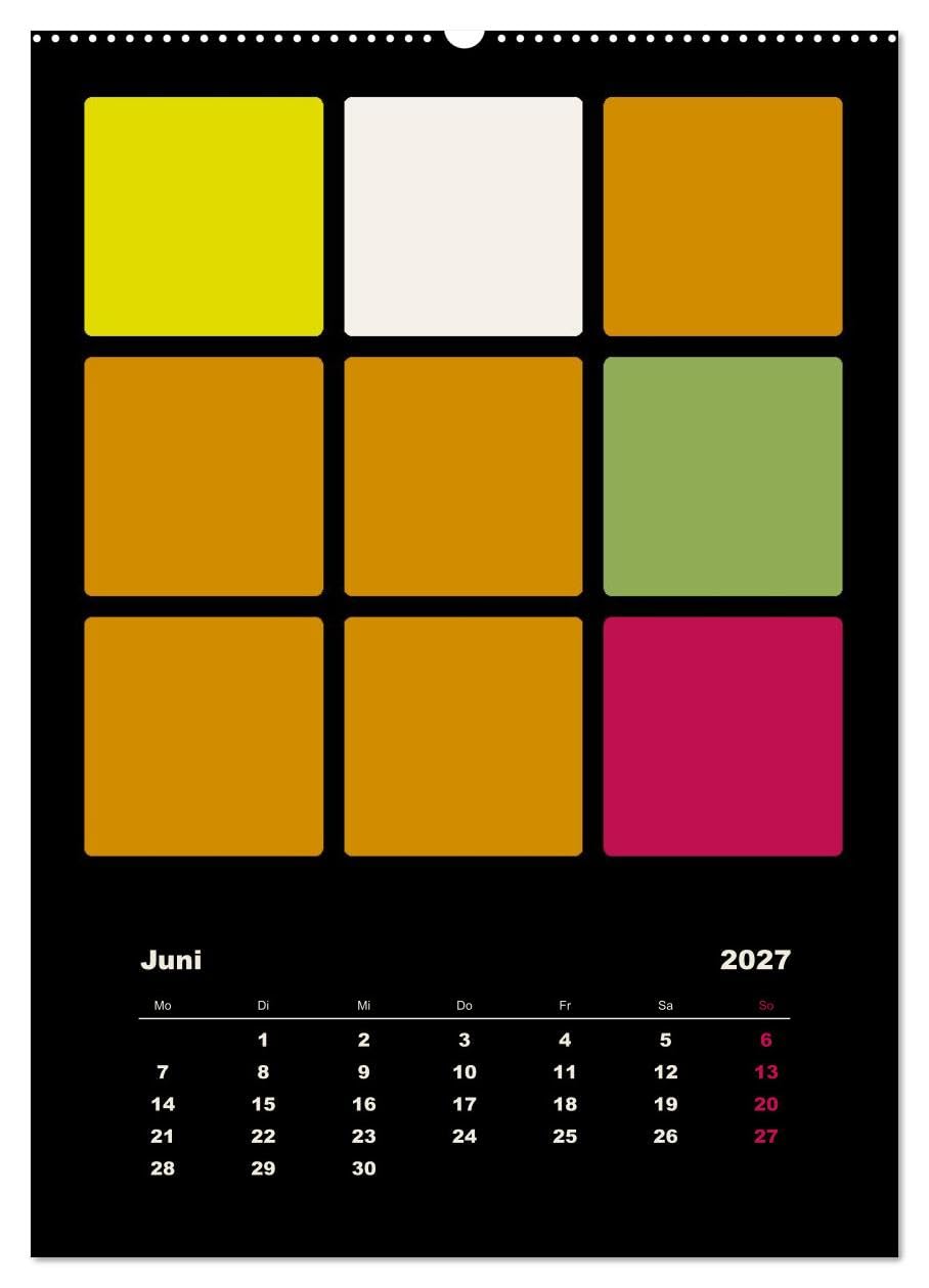 Fotokalender FARBFLÄCHEN (hochwertiger Premium Wandkalender 2027 DIN A2 hoch), Kunstdruck in Hochglanz: Foto-Collagen auf farbigen Quadraten (CALVENDO Hobbys)
