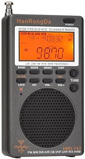 FM/MW/SW/AIR/CB Full-Band LCD Screen Digital Dot Matrix Display Radio, Portable Outdoor VHF/UHF Channel Receiver Player