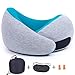 Produktbild HGDR Nackenkissen für Reisen Nackenkopfstützkissen Memory Foam Schlafkissen mit Tragetasche, Augenmaske und Ohrstöpsel,Blue-25 * 25 * 12 cm