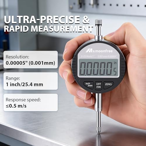 Résolution 0,001 mm pour cet indicateur numérique à cadran avec conversion métrique