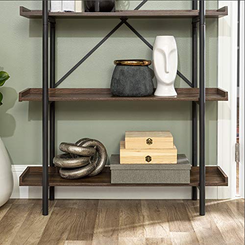 Walker Edison 5 Shelf Industrial Wood Metal Bookcase Tall Bookshelf Storage Home Office, 68 Inch, Dark Walnut - Image 4