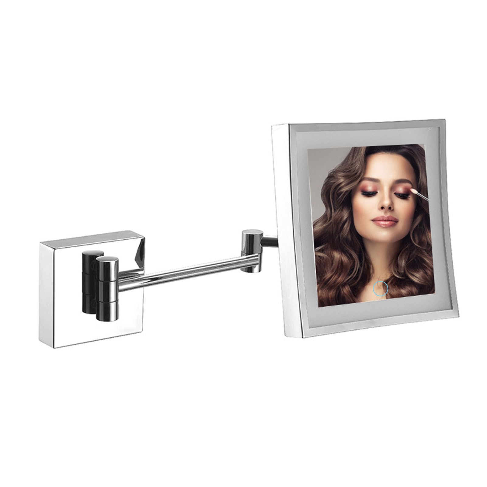 Specchio Ingranditore a Parete 3X, Specchio Cosmetico Quadrato su Un Lato, Specchio da Barba Ruotabile, Specchio Telescopico Retrattile, Specchio Trucco Touch Screen