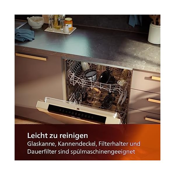 PHILIPS All-in-1 Filterkaffeemaschine - integriertes Kegelmahlwerk für frisch gemahlenen Kaffee - Duo-Bohnenbehälter, 1,25-L-Glaskanne, individuelle Einstellung der Intensität (HD7900/50) – Bild 6