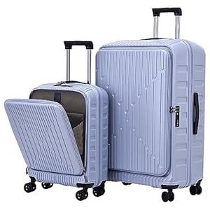 2 Pieces 20/29 Luggage Sets, 20 Inch Cabin Luggage with Front Pocket & 29 Inch Side Opening Suitcase, Ligthweight ABS+PC Hardshell, TSA Lock with HINOMOTO 360° Wheels, Lilac Purple