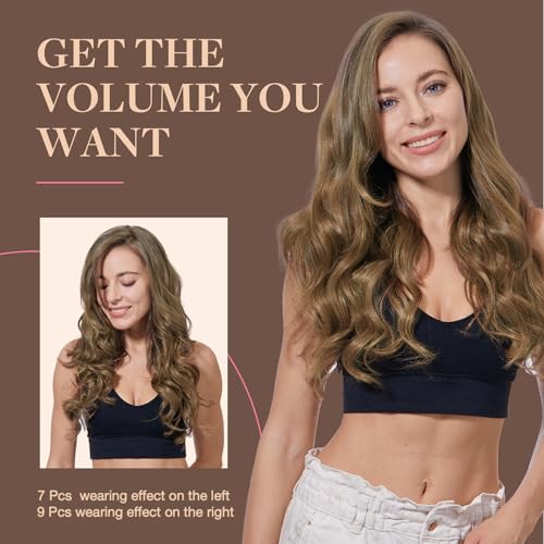 Image of GOO GOO Clip in Hair Extensions Real Human Hair, Remy Human Hair Extensions Clip ins for Women, Natural Human Hair, 16inch 150g 9Pcs, 5 Light Ash Brown
