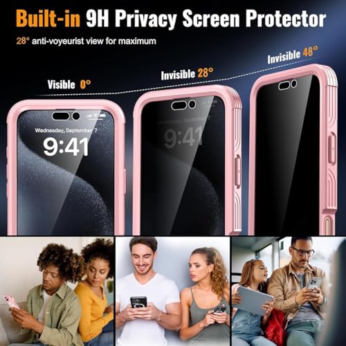 Coque 17 Pro avec protection écran de confidentialité et objectif caméra intégrés rose - 3