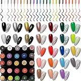 25pcs Gel de lápiz delineador Esmalte de uñas en gel para uñas, pintura dibujo, juego de esmalte de gel LED UV, herramienta de lápiz de línea para manicura Rosa Dorado Plateado ​Negro Blanco Desnud